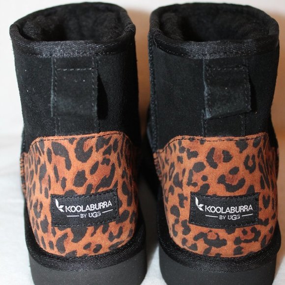 UGG KOOLABURRA MINI‎ SUEDE LEOPARD BOOTIES BLACK - Picture 6 of 8